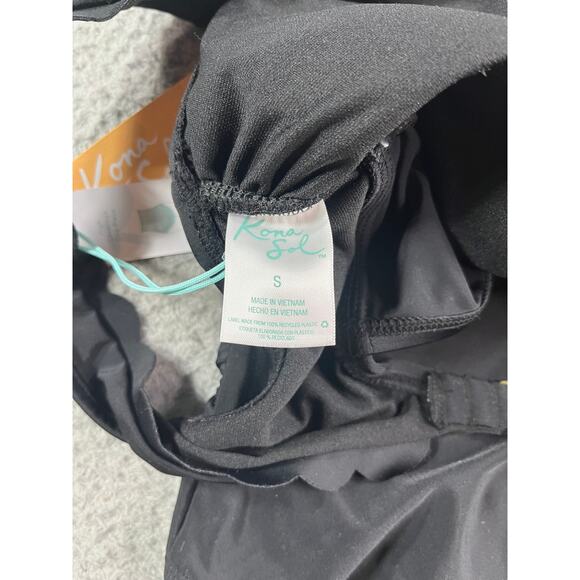 Kona Sol One Piece Swimsuit Womens Small Black Drawstring Detailed Swimwear NWT - Picture 9 of 11